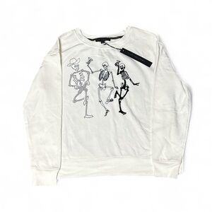 Cream Colored Skeleton Print Sweater NWT Size Medium By Jane + Delancey